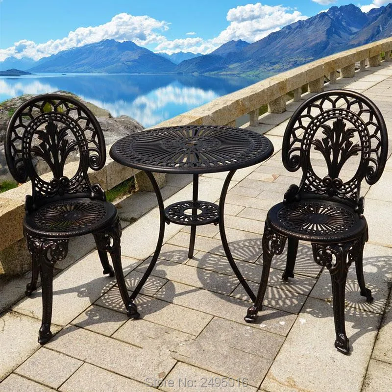 Садовый набор из литого алюминия стол и 2 стула Лидер продаж|garden furniture set|aluminum garden