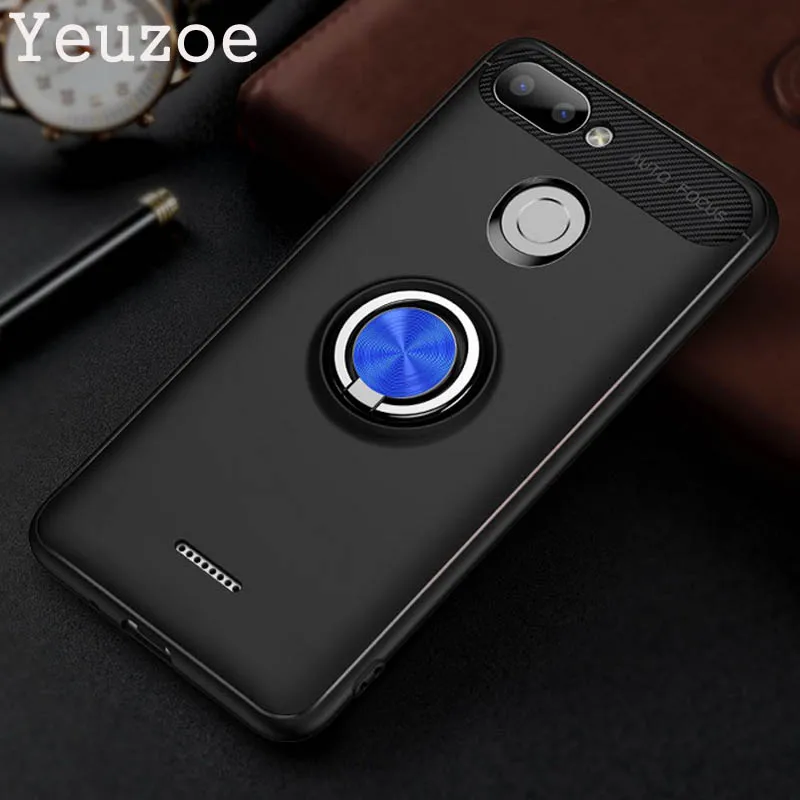 cheap Yeuzoe For Xiaomi Redmi 6 case Car Holder Stand Bracket carbon fiber silicone Finger Ring Case For Xiaomi Redmi 6A phone cover