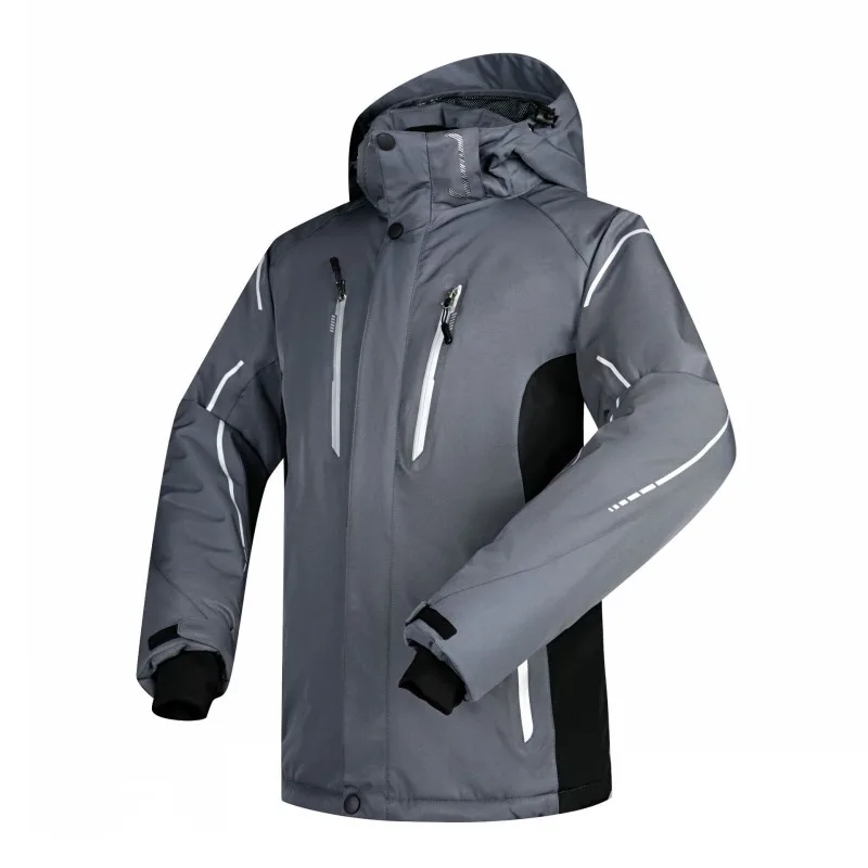 Брендовая лыжная куртка для мужчин зима Новые водонепроницаемые дышащие Теплые уличные зимние пальто-30 градусов лыжный сноуборд куртка мужская куртка - Цвет: grey