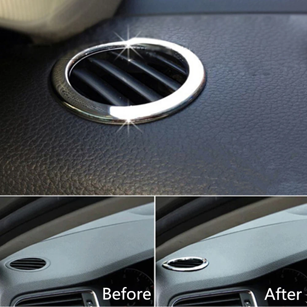 For Volkswagen VW Jetta MK6 ABS Chrome Car Air Conditioning Cover Trim Outlet Decoration Circle Light Bar 2pcs Car Styling 1
