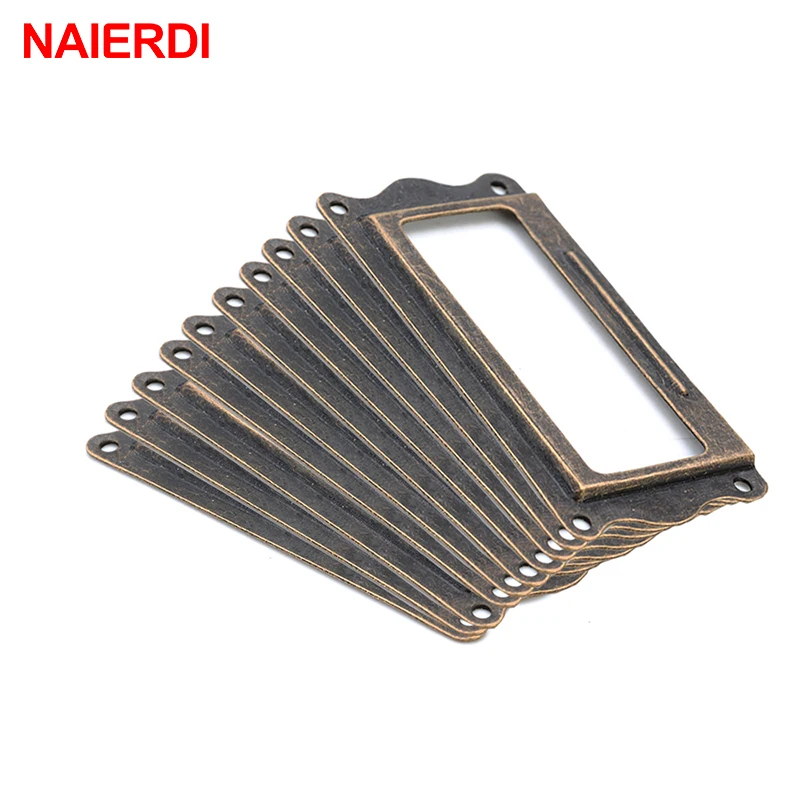 10 قطع NAIERDI العتيقة النحاس مقبض 64*32 ملليمتر التسمية سحب إطار حامل بطاقة الاسم مجلس الوزراء صندوق بأدراج حالة مقبض للأثاث الأجهزة