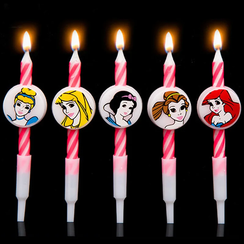 

5pcs Princess Mickey Minnie Mouse Kitty birthday candle theme for kids party cake decoration supplies Cupcake topper