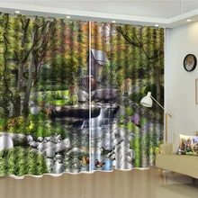 Современный Красивый лесной, дом теплых животных 3D занавес с изображением животных Украшение Крытый красивый практичный занавес
