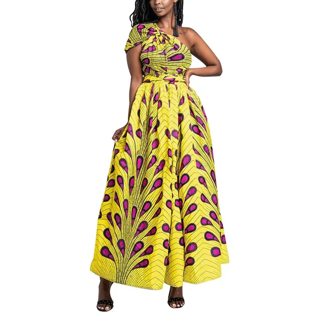 Fadzeco элегантные африканские платья Дашики печати спинки длинное платье Vestidos Вечерние платья Стиль Базен Riche несколько способов носить - Цвет: M02
