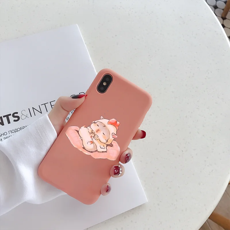 

Cute Couple Phone Coque For iphone 7 8 Plus Case Soft Silicone Hamster Cartoon Fundas For iphone XR XS MAX X 10 6 6S Plus Cover