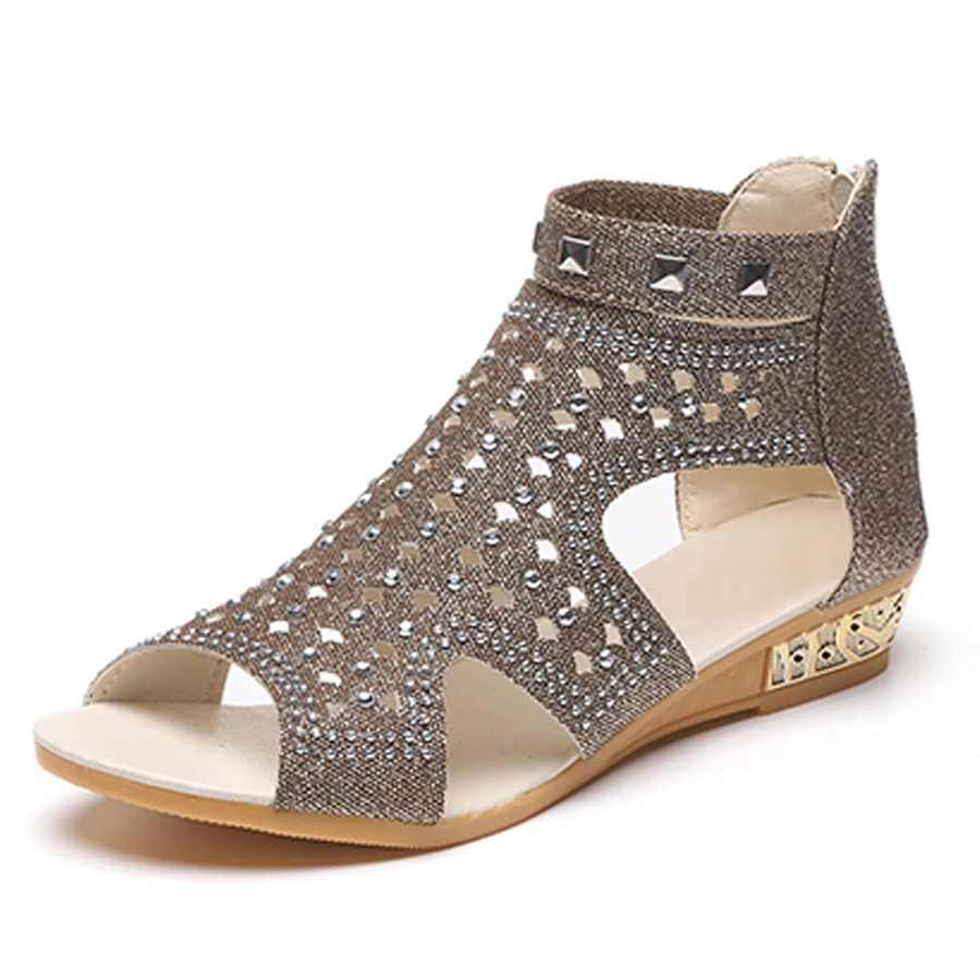

Sandals Women Sandalia Feminina 2018 Rhinestone Casual Rome Summer Shoes Fashion Rivet Gladiator Sandals Women Sandalia