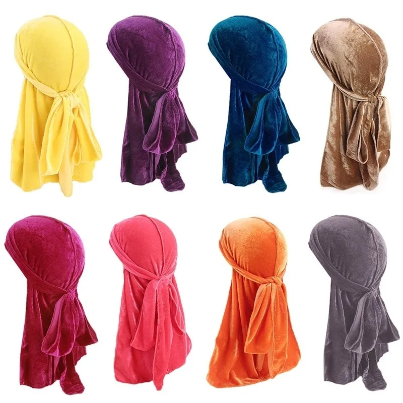 

Women Muslim Scarf Hat Solid Color Velvet Women Hijabs Turban Hat Long Tail Pirate Hat Cap Islamic Head Wear Hat