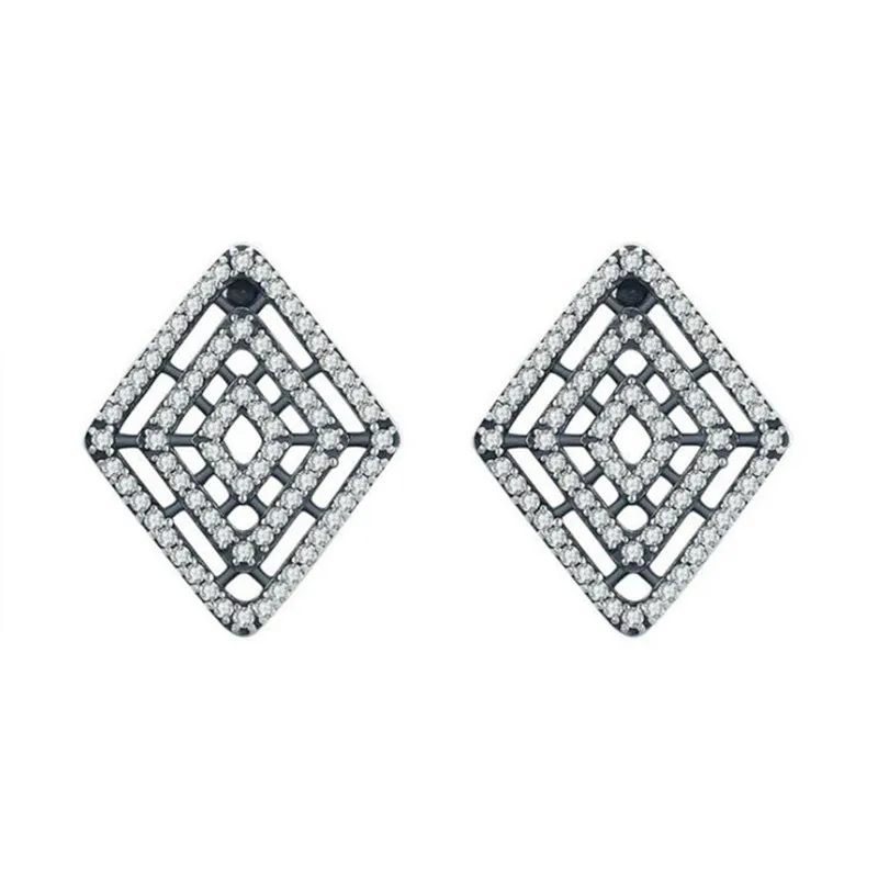 

Pan Jiachun silver earrings fashion women's temperament personality inlaid zircon earrings lines s925 silver earrings