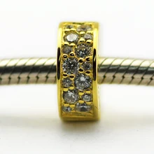 Подходит для Пандора шармы браслеты стерлингового серебра 925 пробы-ювелирные изделия яркая элегантность бусины с позолоченными