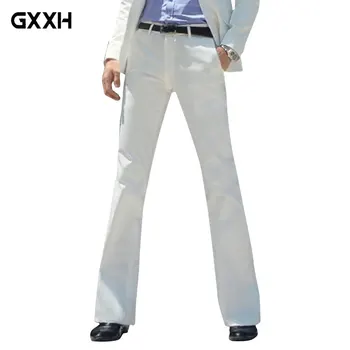 

2019 New Men's Flared Trousers Formal Pants Bell Bottom Pant Dance White Suit Pants Size 28-30 31 32 33 34 36 37