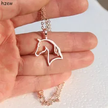 Hzew 쥬얼리 간단한 목걸이 말 보석 펜던트 목걸이 아연 합금 말 펑크 목걸이(China)