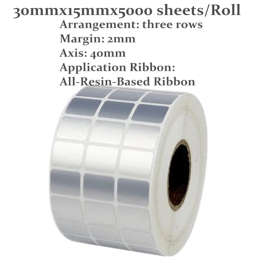 DRVXIN custom stickers Label 30mmx15mmx5000 sheets/Roll Waterproof Tearproof oilproof handmade silver PET paper tags