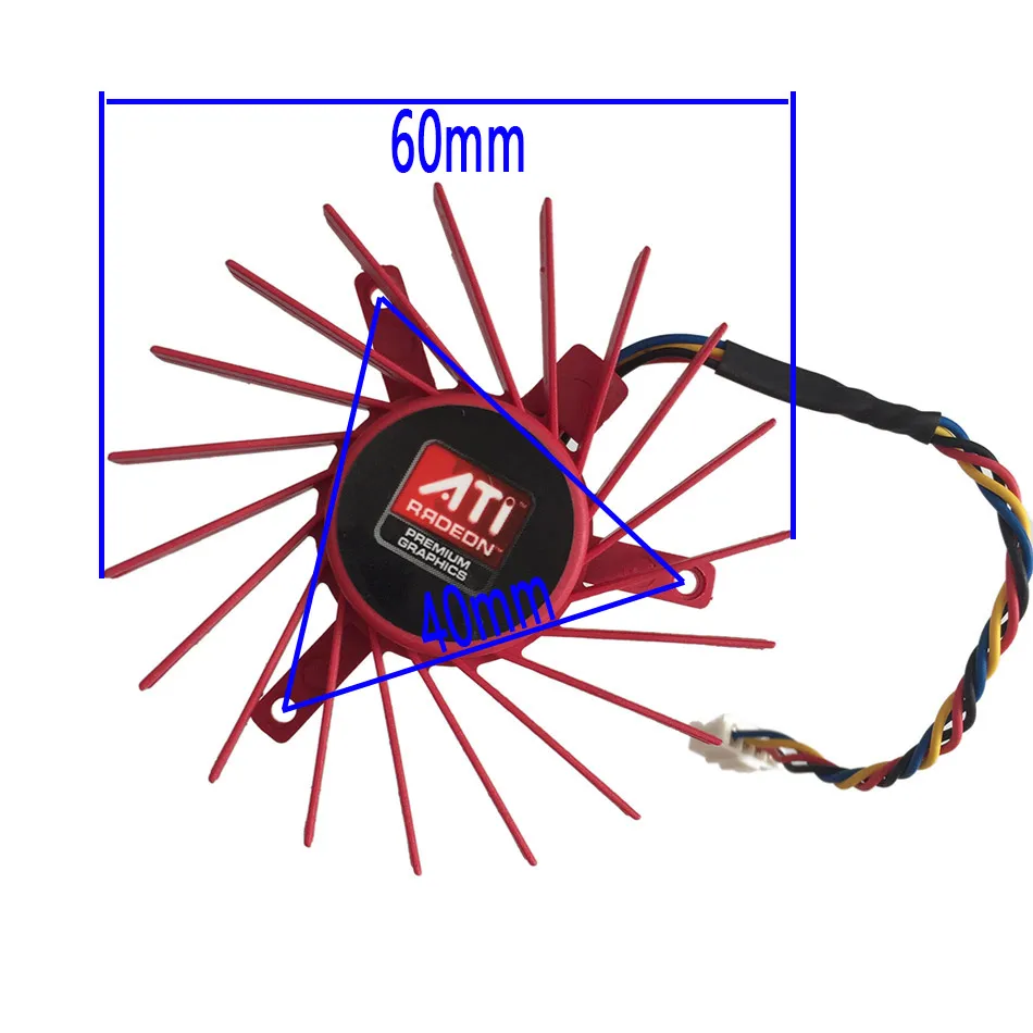

New 60MM VGA Fan For ATI Radeon HD4830 HD4850 VGA Graphics Card NTK 2 Ball 4Pins Cooler Radiators Cooling Fan PLD06010B12HH 40mm