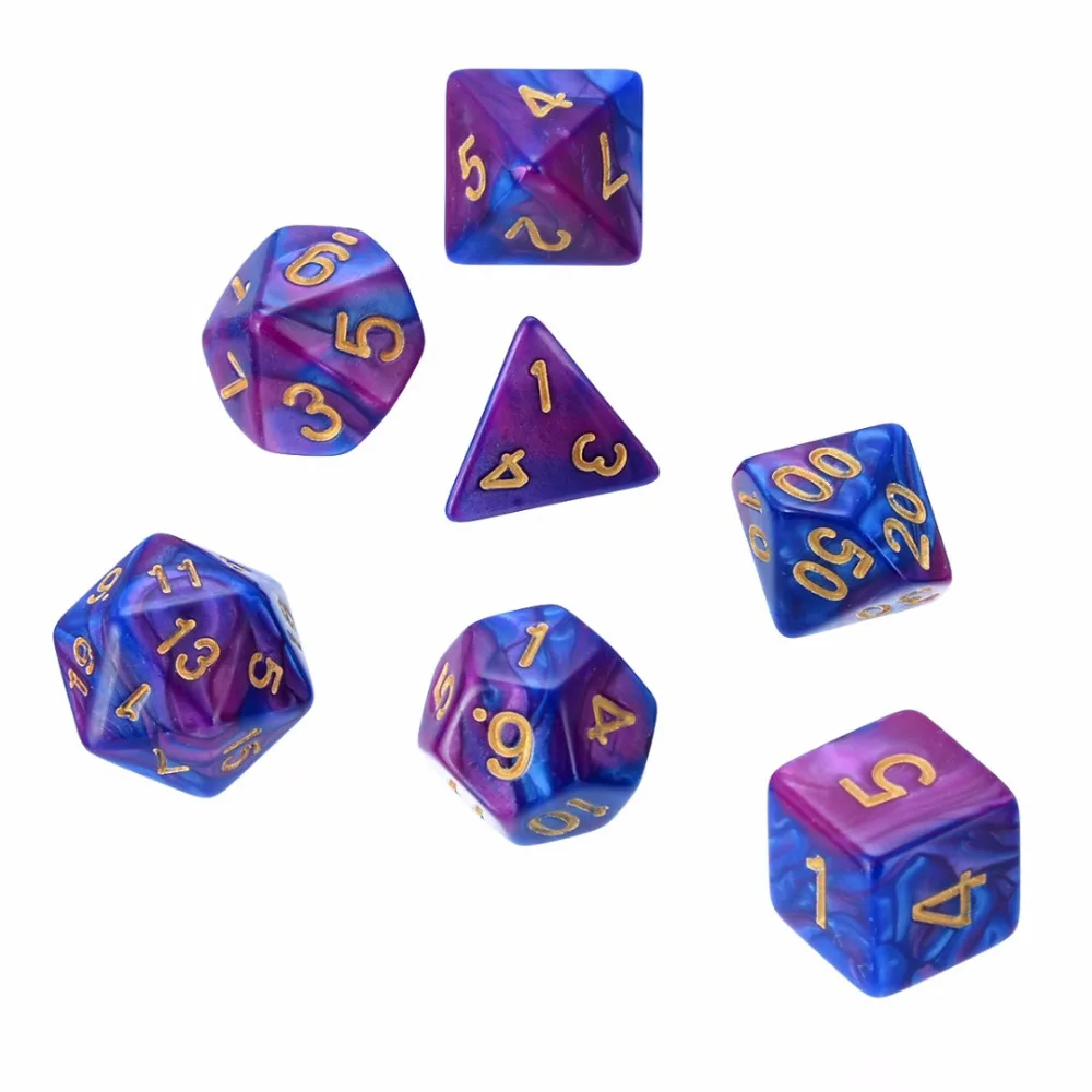 Mayitr 7 шт./компл. смолы TRPG игры Подземелья и Драконы D4-D20 многогранные кубики Красочные для Подземелья и Драконы для игр