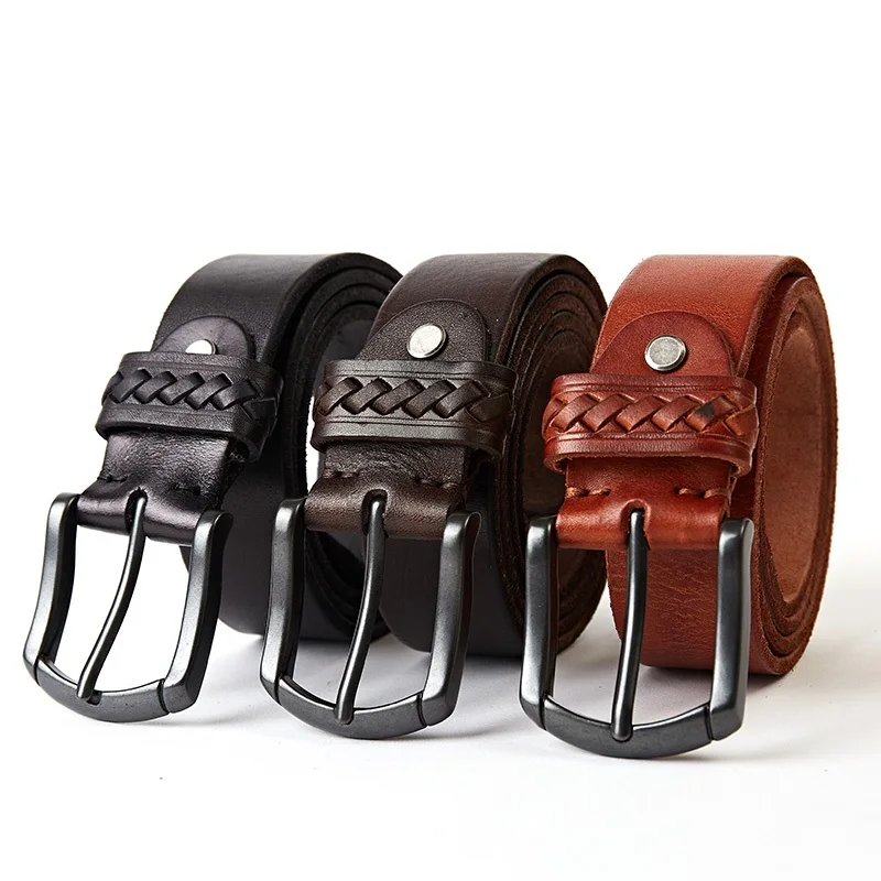 616 New Fashion casual jeans Belt Male all match Retro leather Belts men washing Leather Top ...