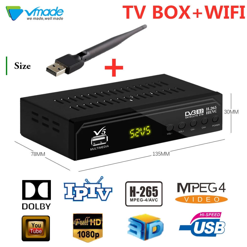 

Special for Spain hd 1080p dvb-s2 h.265/hevc digital satellite receiver support youtube dolby cccam iptv set top boxes+USB WIFI