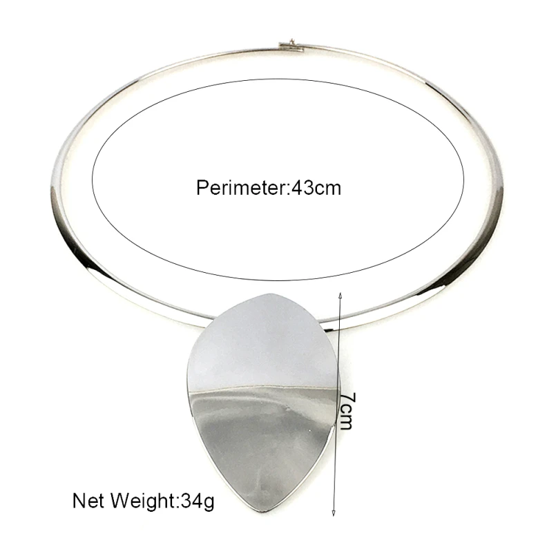MANILAI Oval Shiny Metal Statement Chokers Necklaces For Women 2018 Big Collar Torques Geometric Necklace 2018 Fashion Jewelry