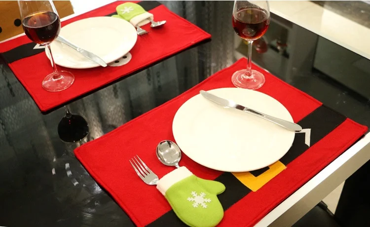 

2 Pcs Cute Christmas Tablecloths Christmas Mats Santa Claus Mats Knife Fork Cover Christmas Decorations Home Supplies Xmas Gift