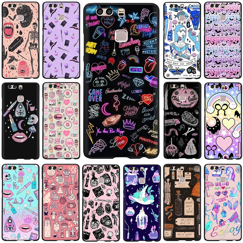 

Girly Pastel Witch Goth Soft TPU Silicone phone cover case for Huawei P8 P9 P10 P20 P30 Pro Lite Mini P Smart