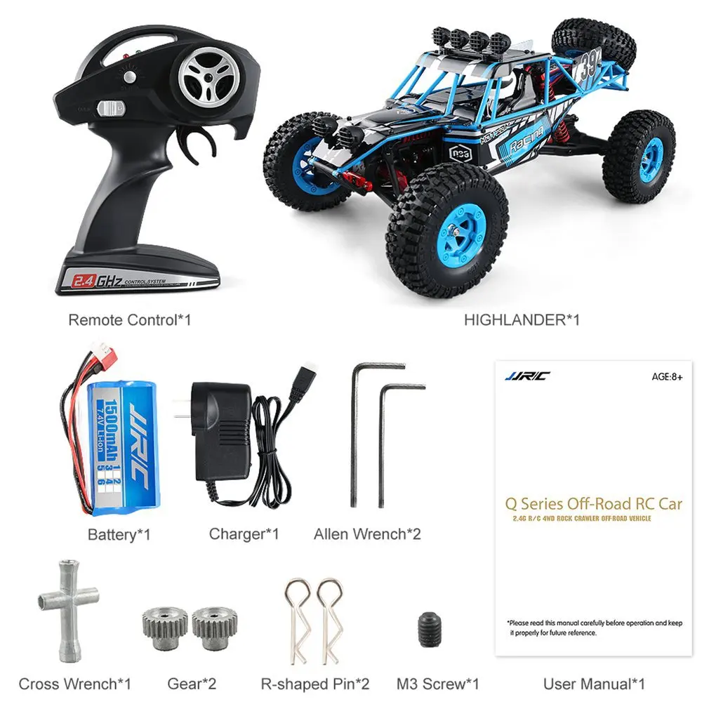 

JJRC Q39 RC Car HIGHLANDER 1:12 4WD RC Desert Truck RTR 35km/H Fast Speed High-Torque Servo 7.4V 1500mAh LiPo Off Road Cars hi