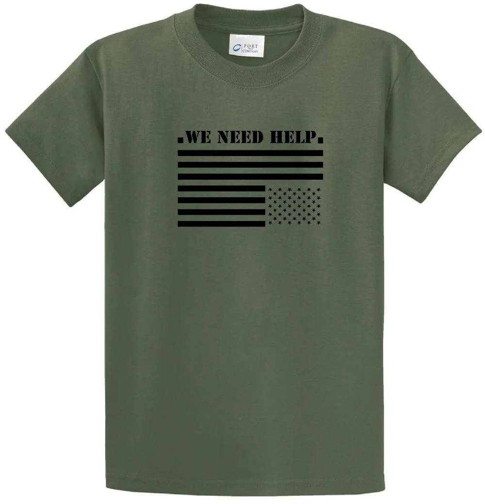 We Need Help T-Shirt S.O.S. American Flag Political Activist Anti-Trump Protest 2019 Men'S Fashion Color O-Neck Casual Movie Tee | Мужская