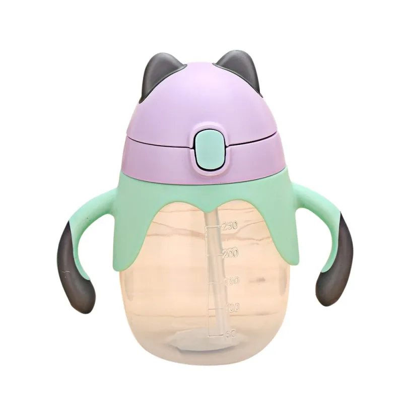 

Sippy Cup 250ml Portable Kid Baby Learn Feeding Drinking Training Straw Water Milk Learn Drinking Handle Bottle Feeding Cup