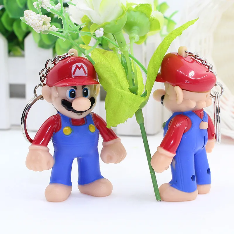 

1PCS New Super Mario Figures Light-up Sound PVC Bros Mario Keychains Collectible Model Toys Gifts