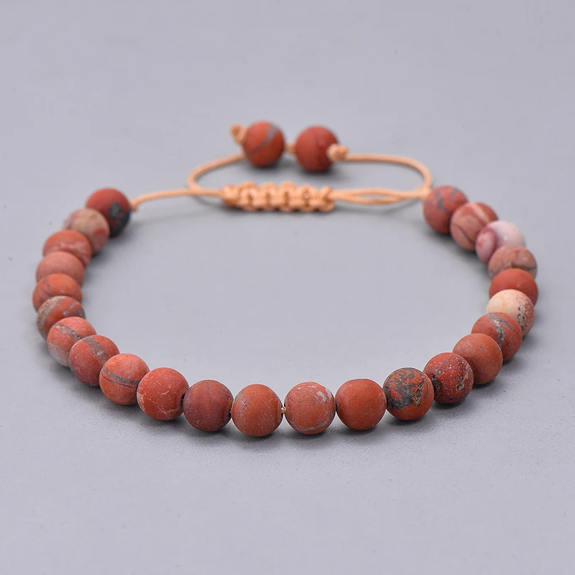 

Chic 6MM Natural Red Matt Stone Charm Rope Bracelets For Couple Jewelry Bohemia Statement Bracelet Femme Jewelry