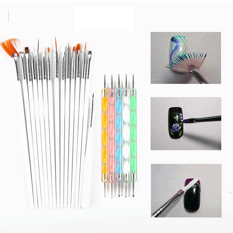 

NAILWIND 20 Pcs/Set Nail Tools Nail Gel Brushes Design Set Dotting Painting Drawing Nail Art Brush Kit For Gel varnishes
