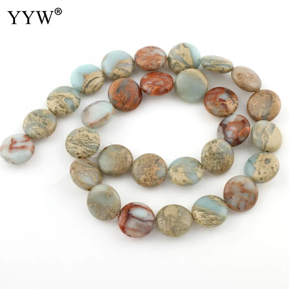 Natural Stone Beads 14x6mm Shoushan Stone Beads Flat Round Loose Beads