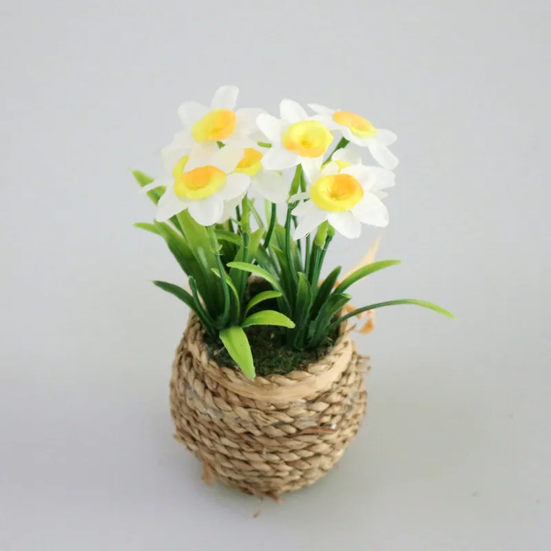 Flone Mini Emulation Flower Green Plant Silk Flowers Potted Little Daisy For Wedding Home Office  Leisure Party Decoration (6)