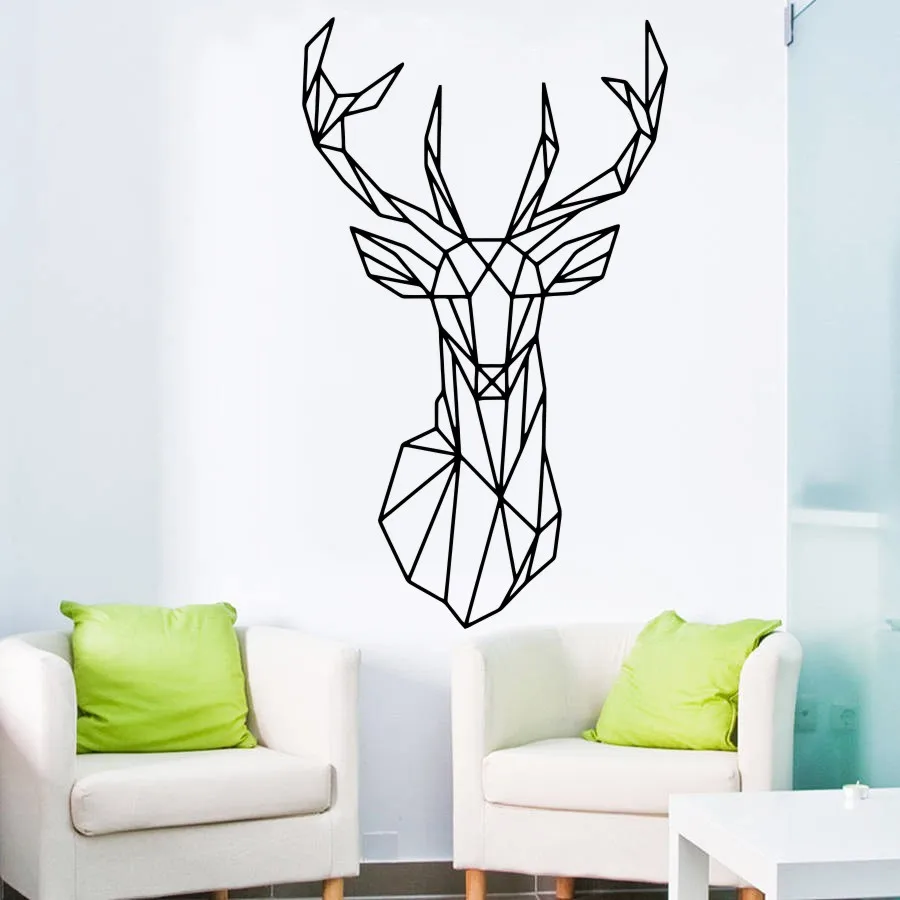 Us 897 26 Di Scontopiù Nuovo Arrivato Disegno Geometrico Della Parete Testa Di Cervo Murale Geometria Animale Serie Decalcomanie 3d Di Arte Del