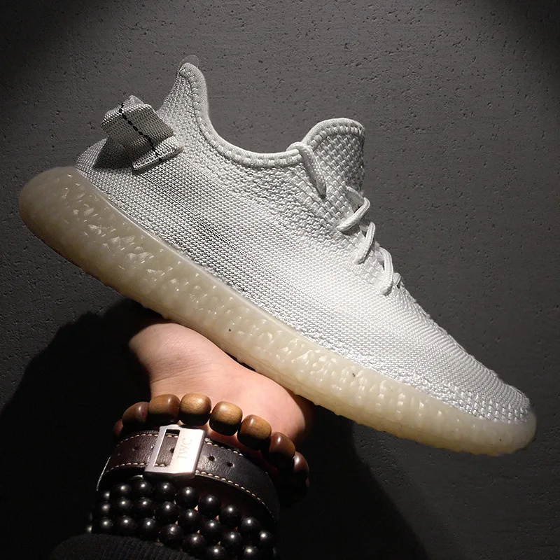 

2019 Spring Summer Men's Mesh Fly Knit Casual Sneakers Man New Fashion Light Breathable Comfortable Lace Up Shoes