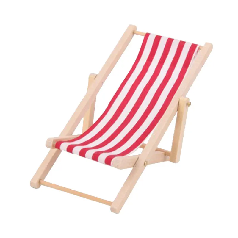 1:12 Scale Foldable Wooden Deckchair Lounge Beach Chair For Lovely Miniature For Small Dolls House Color In Green Pink Blue - Цвет: Красный