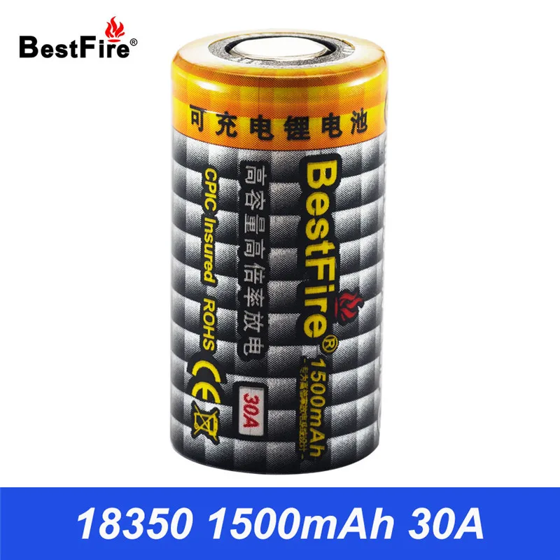 

Rechargeable Battery 18350 3.7V Li-ion 1500mAh 30A Battery 18350 for Electronic Cigarette Box Mod E Pipe K1000 618 628 Kit B048