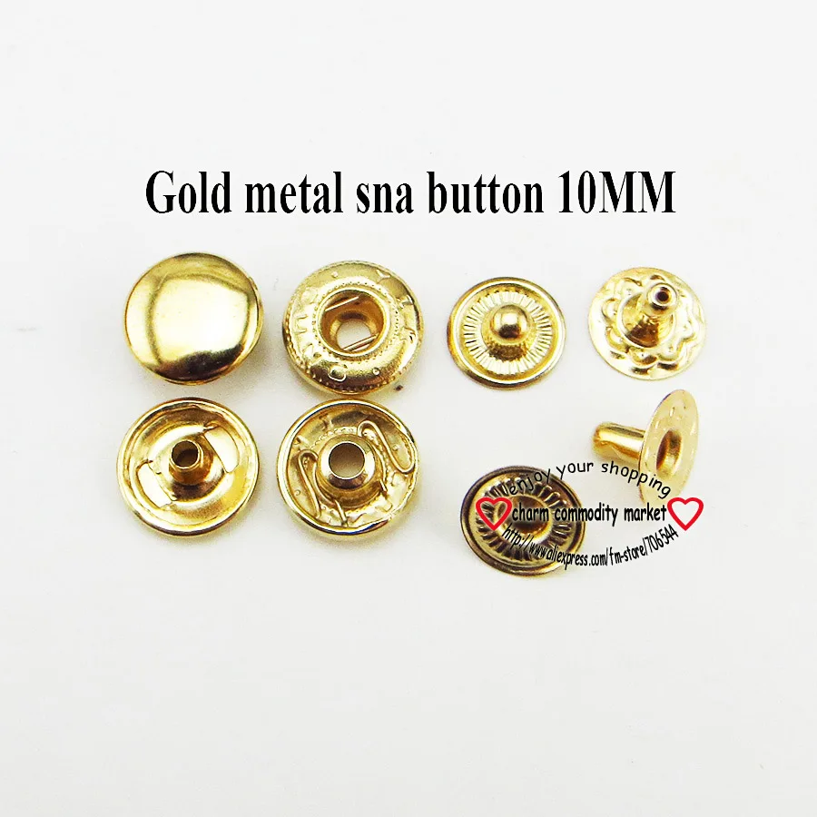 50 шт. 10 мм Металлические Золотые кнопки брендовые Швейные аксессуары для одежды круглые кнопки SMB-012