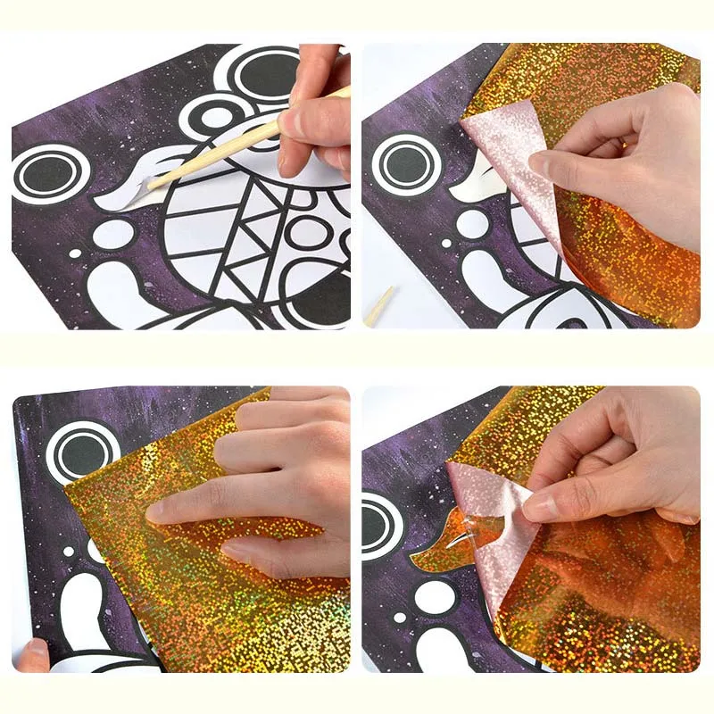 9Pcs-20Pcs Children Shining Magic Color Paper DIY Art Craft Toy Kids Creative Stickers Drawing Handmade Scratching Paper Toy 9Pcs-20Pcs Children Shining Magic Color Paper DIY Art Craft Toy Kids Creative Stickers Drawing Handmade Scratching Paper Toy