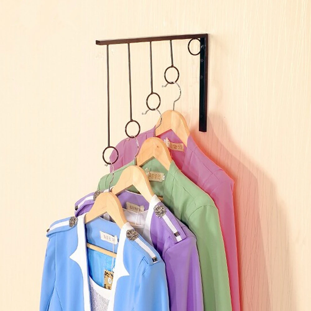 yazi Metal Iron Ring Wall Mounted Clothes Rack Coat Hanger Display Fashion Shop Equipment 30x29cm