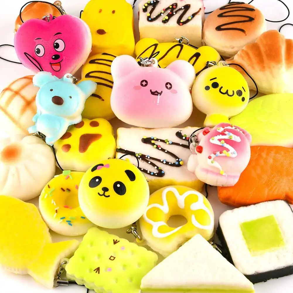 

30Pcs Kawaii Random Slow Rising Squishy Toys for Children Antistress Simulation Bread Cream Bun panda Donut Stretchy Squish Toy