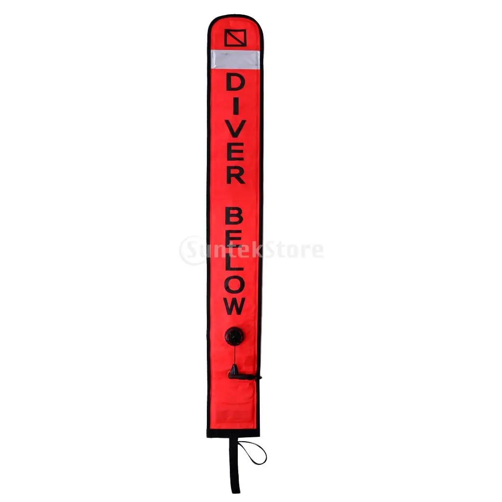 Professional Scuba Diving Diver Below Safety Sausage SMB Surface Marker Buoy, Finger Reel Guide Line Spool, 30m Line, Bolt Snap