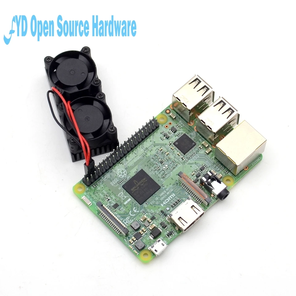 1 шт. Raspberry pi Dual Fan Ultimate Heatsink Cooler с двойными вентиляторами охлаждения для Pi 3/2 Model B /