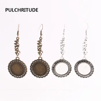 

PULCHRITUDE 12pcs/lot Metal Alloy Zinc Wish Charm Fit round 20mm Cabochon Base Pendant Drop Earing Jewelry Making C0871