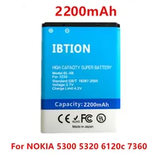 5 шт. 2200 мАч/BL 5B аккумулятор высокой емкости для Nokia 3230/5070/5140/5140i/5200/5300/5500/6020/6021/6060 и т. д. мобильных телефонов