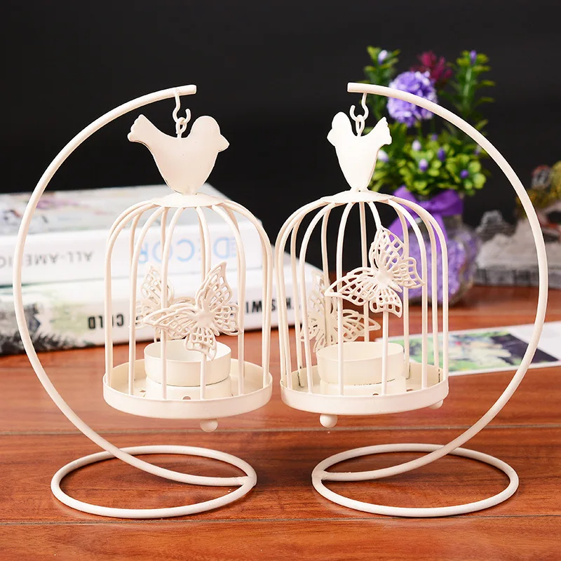 2017 Hanging Design Metal Vintage White Erfly Pattern Lantern 2017 Hanging Design Metal Vintage White Erfly Pattern Lantern Candlestick Wedding Home Decor Bird Cage Candle Holder In Holders From