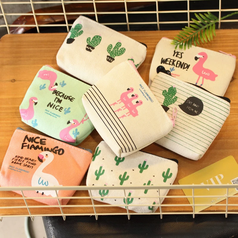 

70PCS / LOT Coin Bag Women Coin Purse Zipper Cartoon Small Fresh Printing Coin Wallet Pouch Key Holder Bag Wholesale
