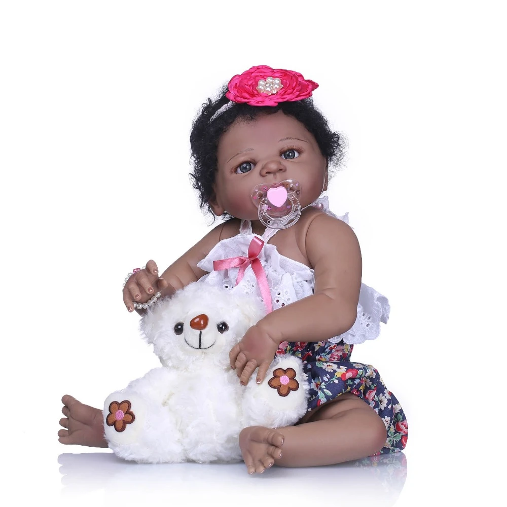 NPK 22 ''Возрожденный ребенок Bonecas ручной работы реалистичные 55 см Reborn Baby куклы полное виниловое покрытие силиконовая черная кожа детские игрушки