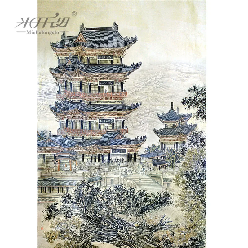 Michelangelo Wooden Jigsaw Puzzles 500 1000 Pieces Chinese Old Master Tengwang Pavilion Educational Toy Decorative Wall Painting шлейф матрицы для ноутбука hp pavilion dv4 1000