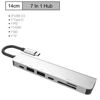 

Multi USB C HUB to HUB USB 3.0 HDMI 4K /SD/TF Card Reader/ PD charging Audio /RJ45 Adapter for MacBook Pro type c usb splitter