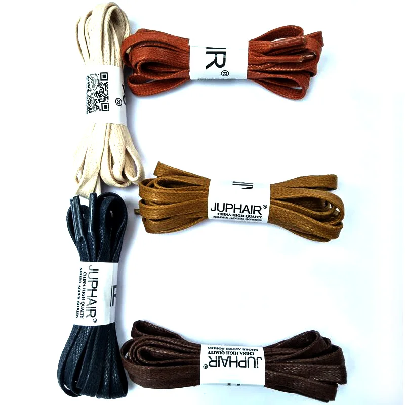 JUP1-12 Pair Red Brown Flat Waxed Dress Canvas Shoelaces Sneakers Boots Shoelace Unisex String Colors Shoes Laces High Quality