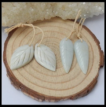 

Special sales!!2Pairs Natural Stone Amazonite Handmade Leaves Cheap Earrings Setting DIY Jewelry Gifts 26x10x3mm 20x13x5mm 5.8g